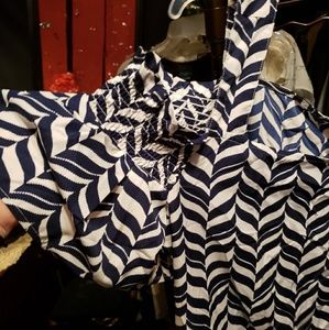 True Destiny Tops - Open Shoulder Blue White Blouse 2X NWOT True Destiny Tops - Open Shoulder Blue White Blouse 2X NWOT